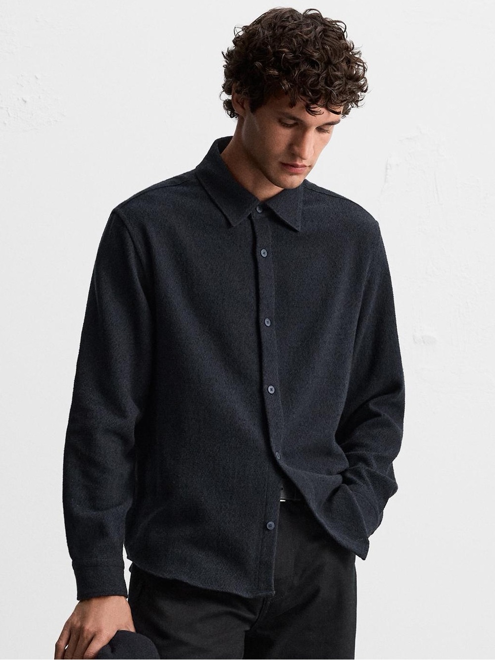 Zara Boucle Shirt - Navy